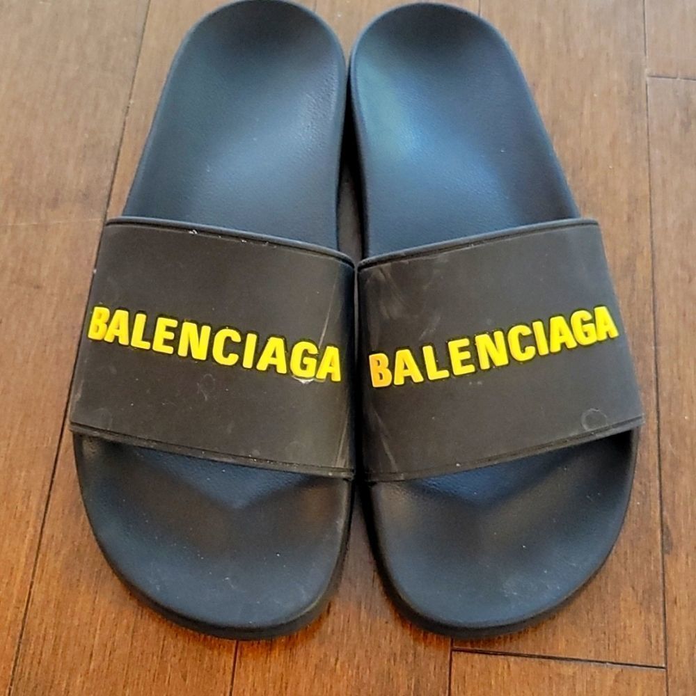 BALENCIAGALogo-print rubber pool sliders